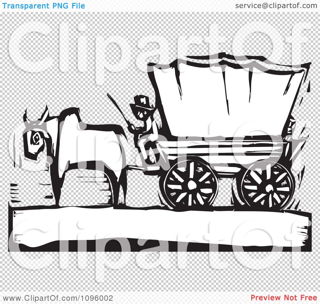1080x1024 clipart pioneer and ox with a covered wagon on the oregon trail - Pioneer Wagon Drawing