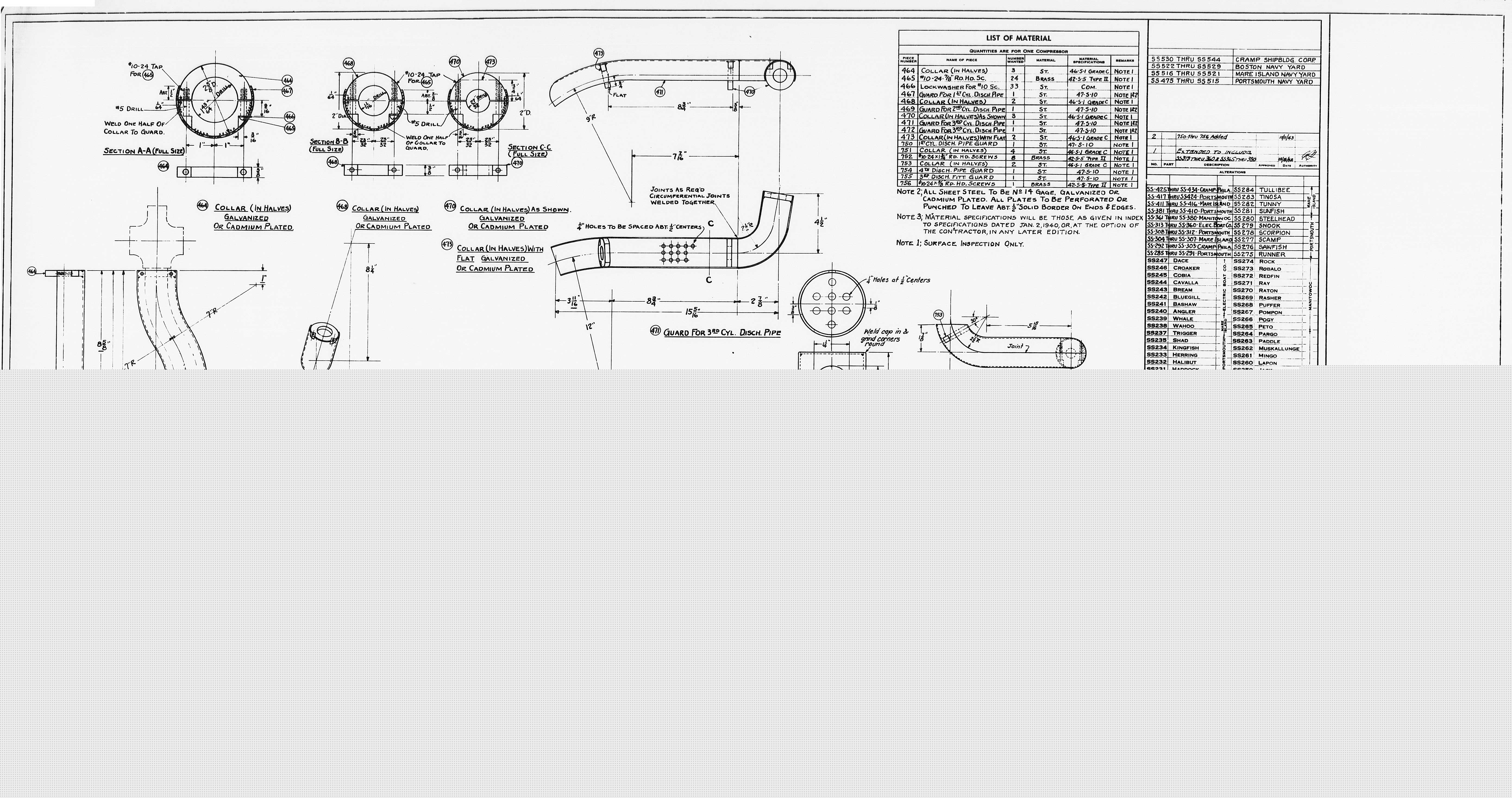 5566x2936 Uss Pampanito - Pipe Drawing