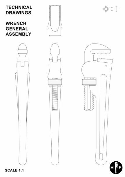 431x610 Model Pipe Wrench - Pipe Wrench Drawing