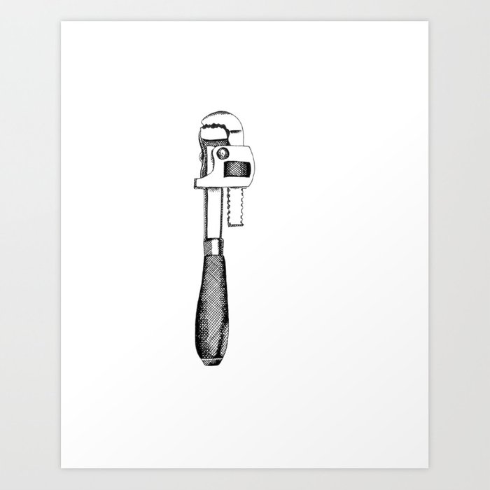 700x700 Pipe Wrench Art Print - Pipe Wrench Drawing