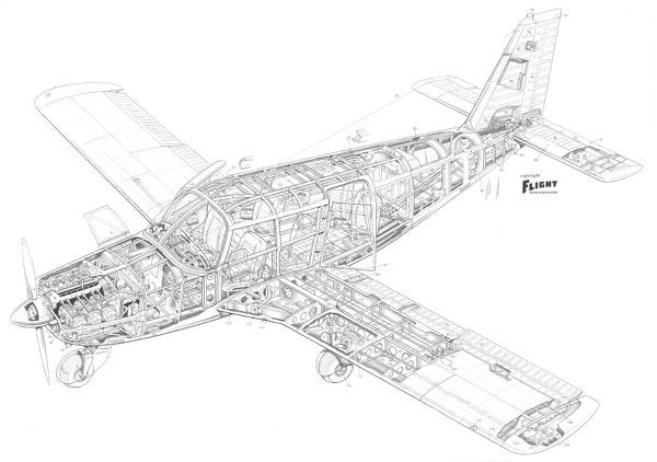 600x422 prints of piper cherokee pa six cutaway drawing - Piper Drawing
