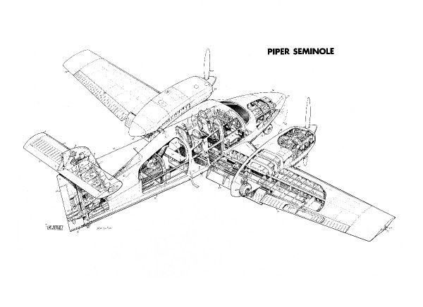 600x436 prints of piper pa seminole cutaway drawing - Piper Drawing