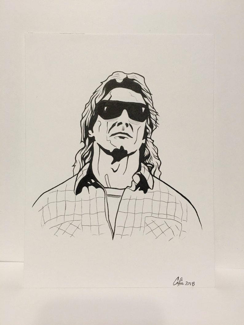 794x1059 they live rowdy roddy piper original fan art etsy - Piper Drawing