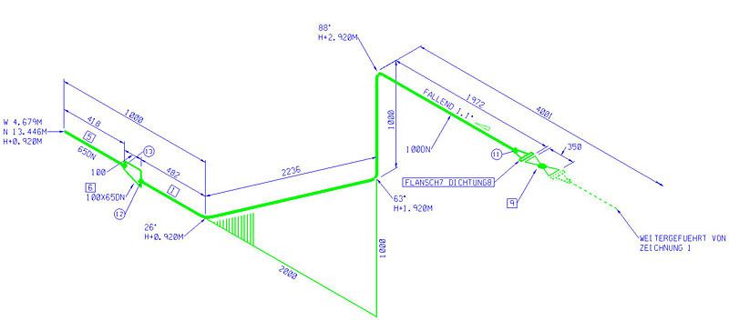 isometric pipe drawing stem up fo