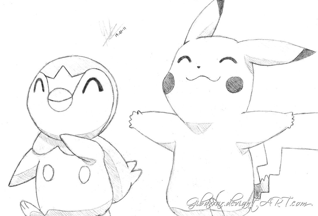 1085x736 How To Draw Piplup Step - Piplup Drawing