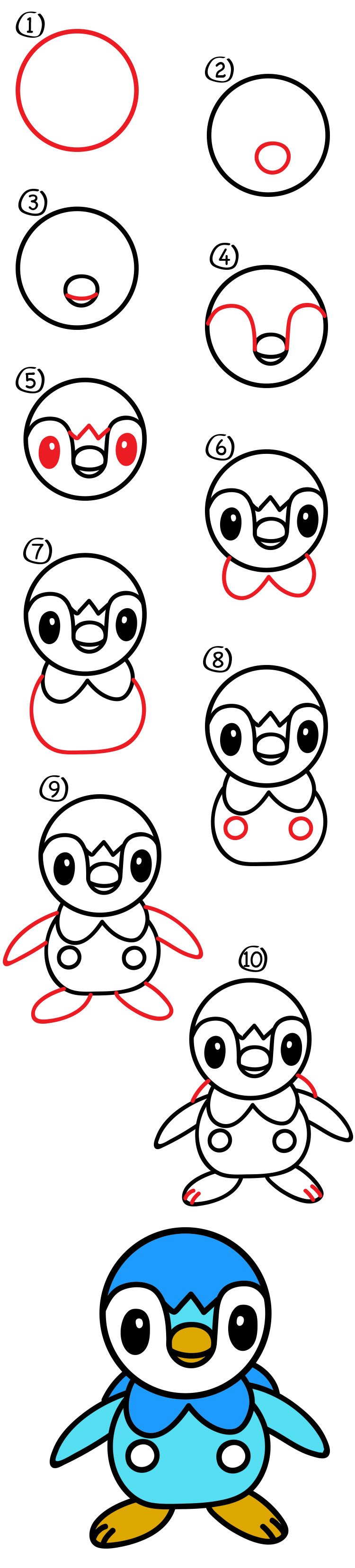 750x3313 How To Draw Piplup Pokemon - Piplup Drawing