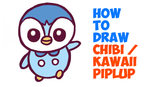 500x282 How To Draw Baby Chibi Kawaii Piplup From Pokemon Easy Step - Piplup Drawing