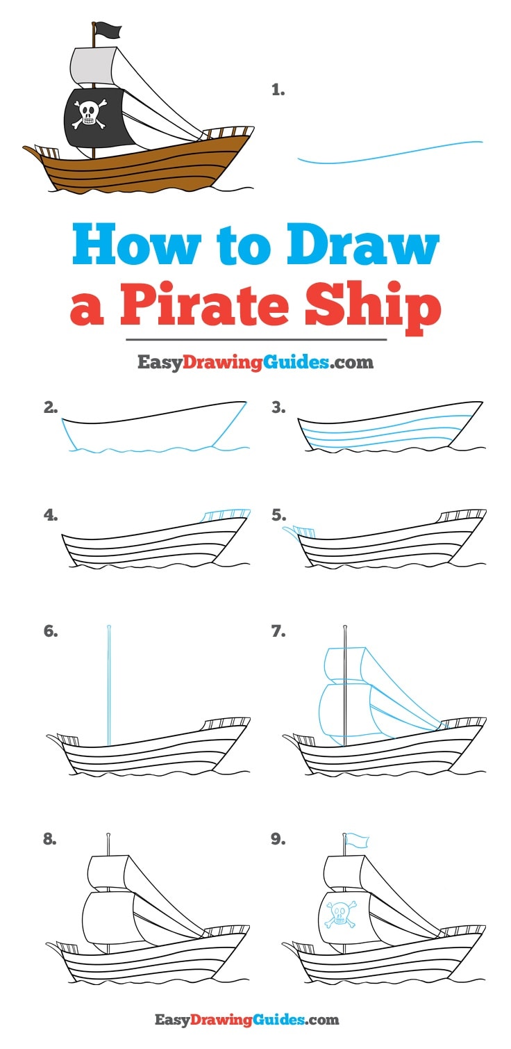 736x1509 How To Draw A Pirate Ship - Pirate Boat Drawing