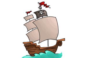 300x200 How To Draw A Pirate Ship For Kids - Pirate Boat Drawing