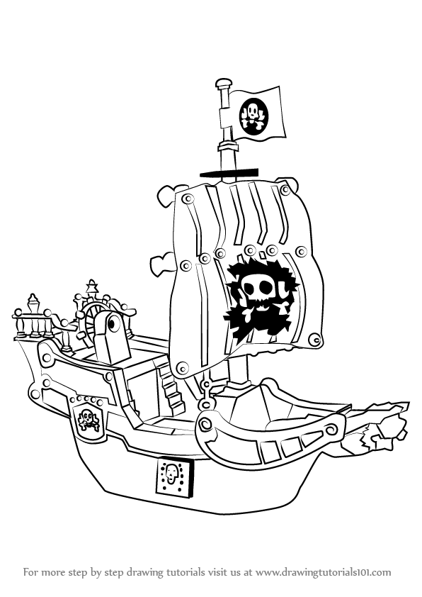 596x842 Learn How To Draw A Pirate Ship - Pirate Boat Drawing