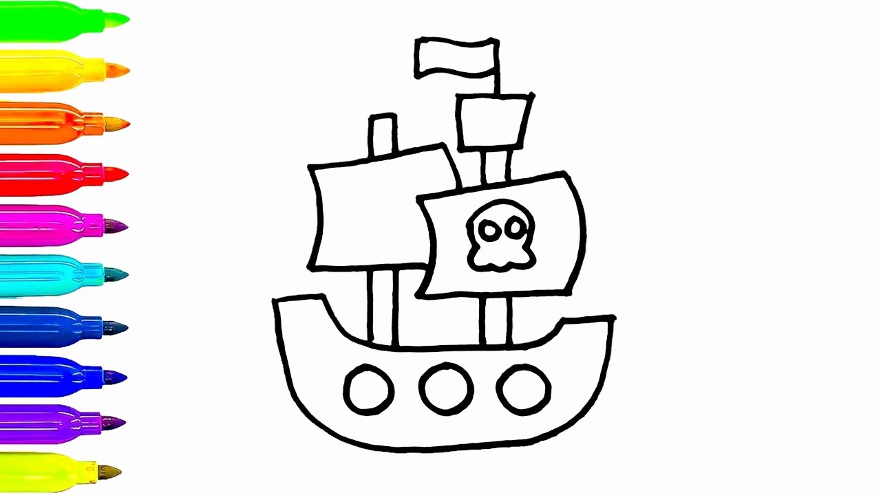 1280x720 Pirate Boat Coloring - Pirate Boat Drawing