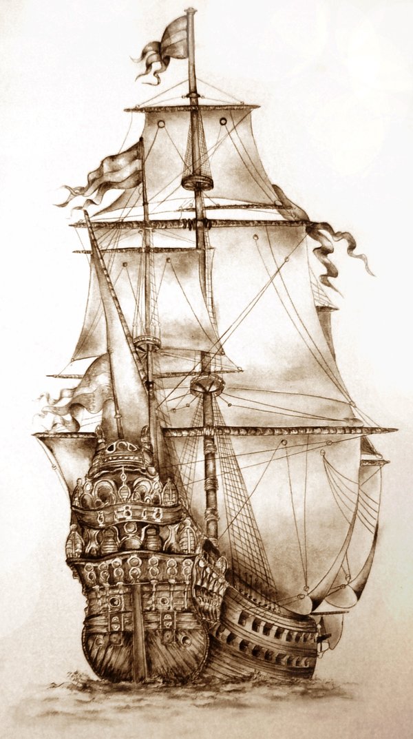 600x1073 Pirate Ship Drawing Tumblr - Pirate Boat Drawing