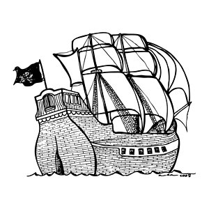 300x300 Pirate Ship Drawings Fine Art America - Pirate Boat Drawing