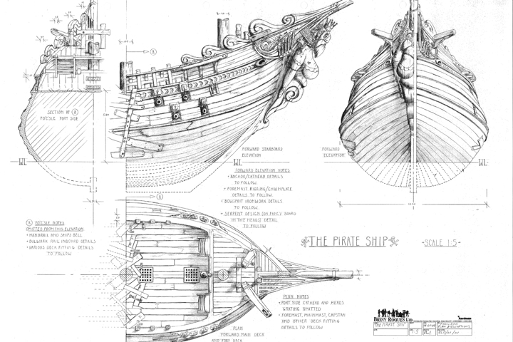 720x480 The Pirate Ship - Pirate Boat Drawing