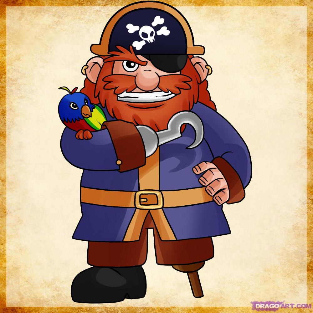 1000x1000 How To Draw A Pirate, Step - Pirate Cartoon Drawing