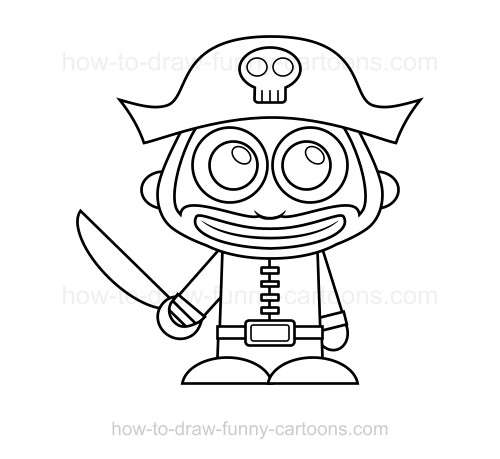 500x459 How To Draw A Pirate - Pirate Cartoon Drawing