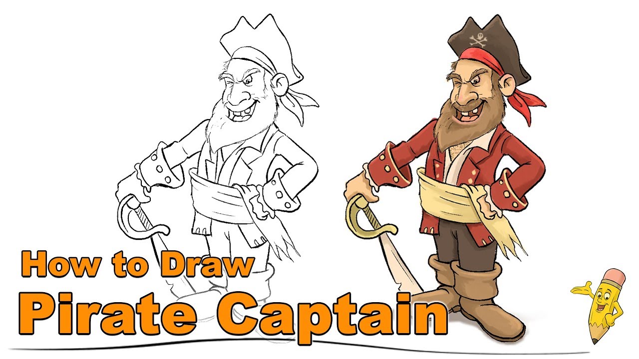 1280x720 Draw A Pirate Captain - Pirate Cartoon Drawing