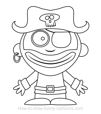 400x452 Drawing A Pirate Cartoon - Pirate Cartoon Drawing
