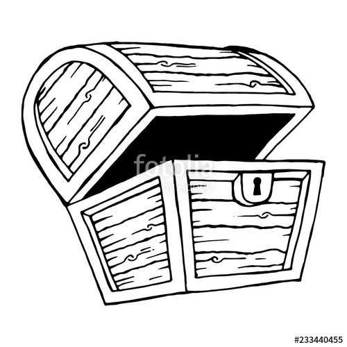 500x500 Hand Drawn Chest Open Vector Icon Vector Illustration Of An Old - Pirate Chest Drawing
