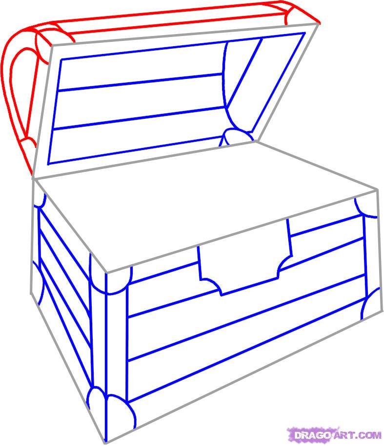 787x916 How To Draw A Chest, Step - Pirate Chest Drawing