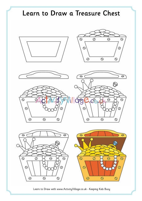 460x650 Learn To Draw A Treasure Chest - Pirate Chest Drawing