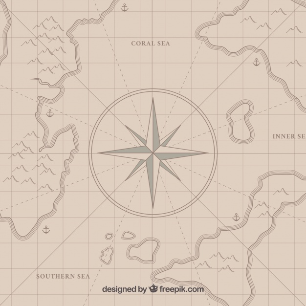 626x626 Pirate Treasure Map With Compass Vector Free Download - Pirate Compass Drawing