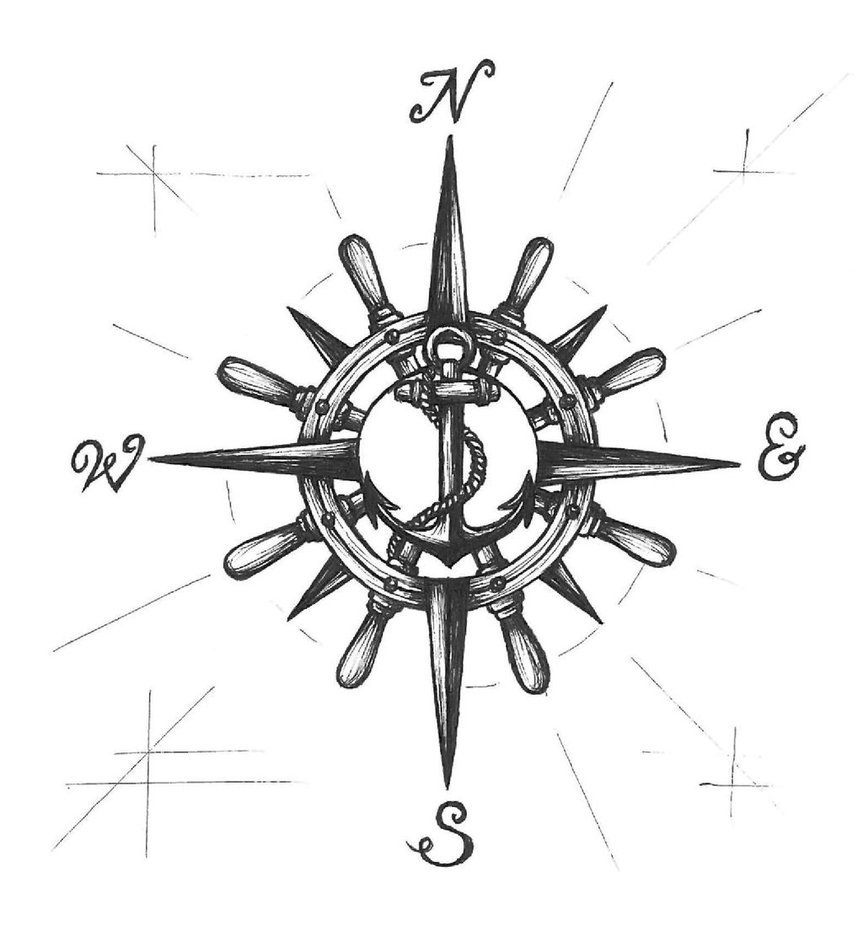 Pirate Compass Drawing at PaintingValley.com | Explore collection of ...