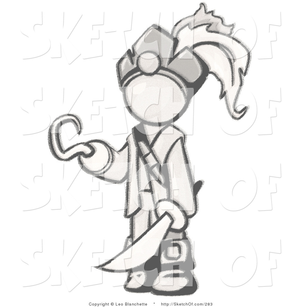1024x1044 Drawing Of A Sketched Design Mascot Man Pirate With A Hook Hand - Pirate Drawing