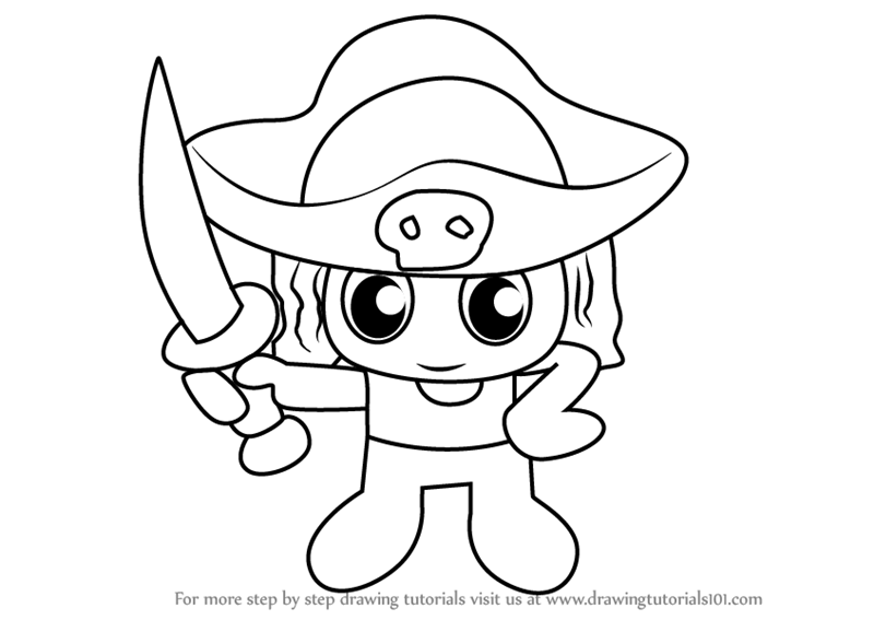 800x567 Learn How To Draw Pirate Girl From Cuphead - Pirate Drawing