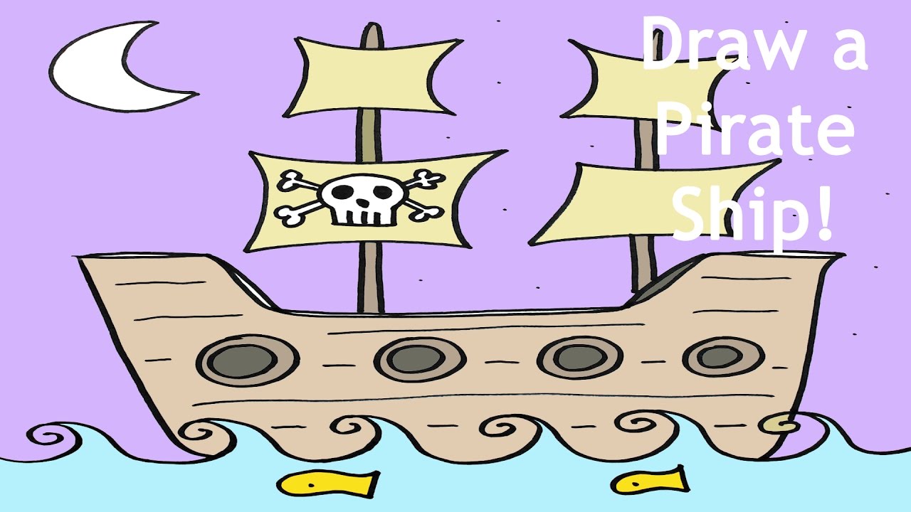 1280x720 How To Draw A Pirate Ship Step - Pirate Drawing For Kids