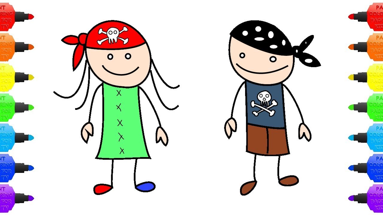 1280x720 teach drawing for kids how to draw pirate kids boy and girl - Pirate Drawing For Kids