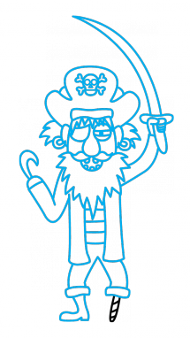 215x382 How To Draw A Pirate, Easy Step - Pirate Drawing Pictures