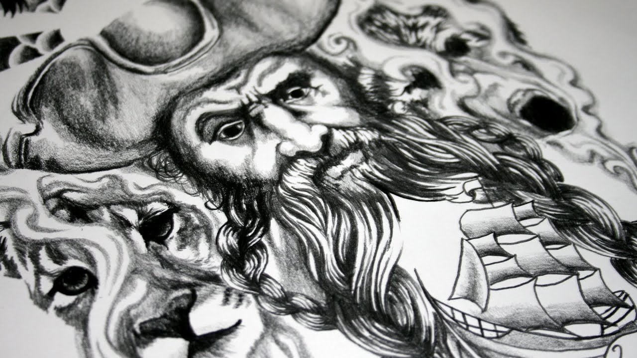 1280x720 Pirate Tattoo Design - Pirate Drawing Pictures