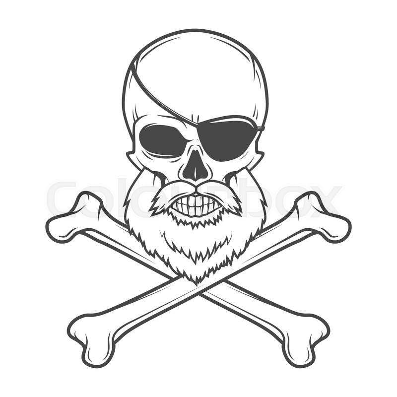 800x800 Pirate Skull With Beard, Eye Patch And Stock Vector Colourbox - Pirate Eye Patch Drawing