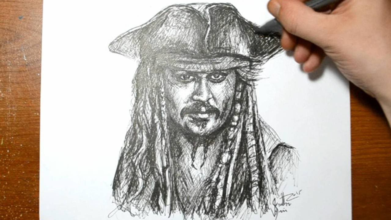 1280x720 Drawing Jack Sparrow In Pirates Of The Caribbean - Pirate Face Drawing