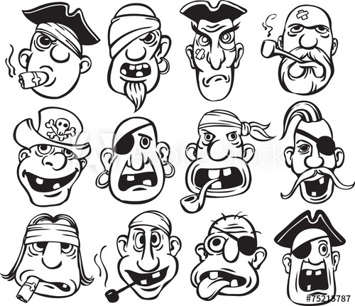 500x431 Whiteboard Drawing - Pirate Face Drawing