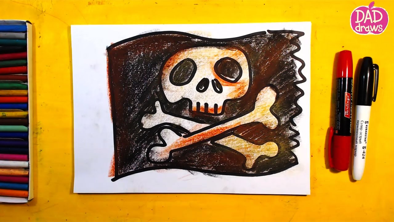 1280x720 How To Draw A Pirate Flag - Pirate Flag Drawing