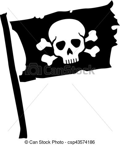 389x470 Pirate Flag With Skull Vector - Pirate Flag Drawing