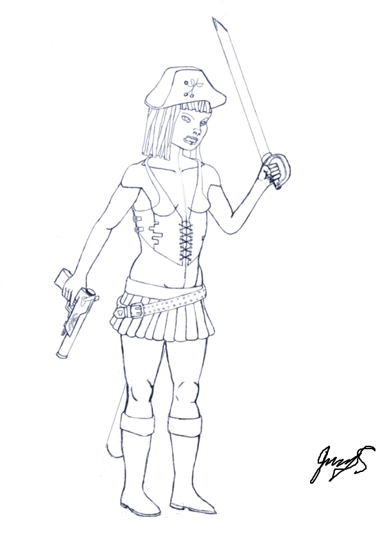 566x800 New The Pirate Berry Drawing And Gun Girl Worlds On Paper - Pirate Girl Drawing