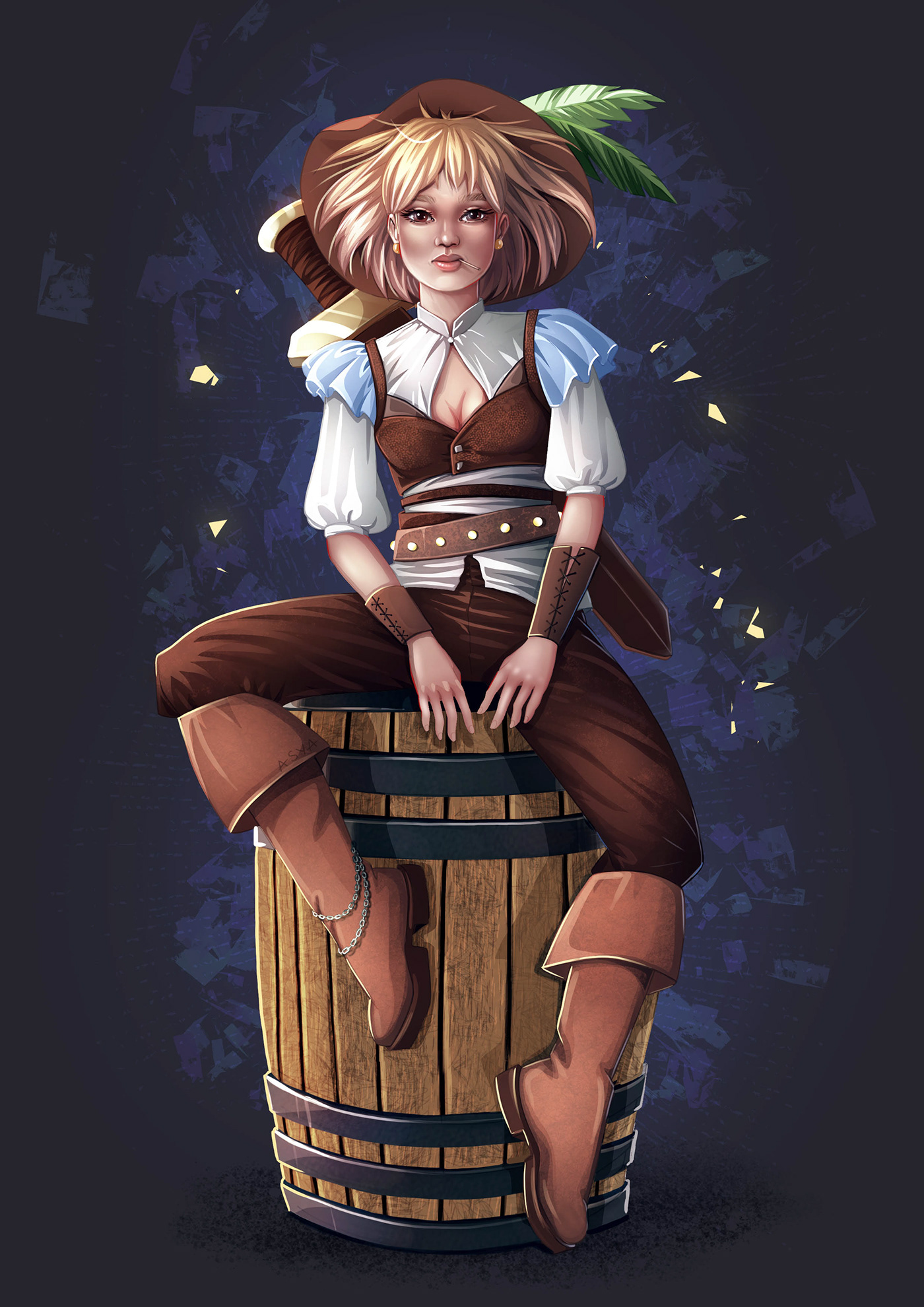 1400x1980 Pirate Girl Drawing Process On Behance - Pirate Girl Drawing
