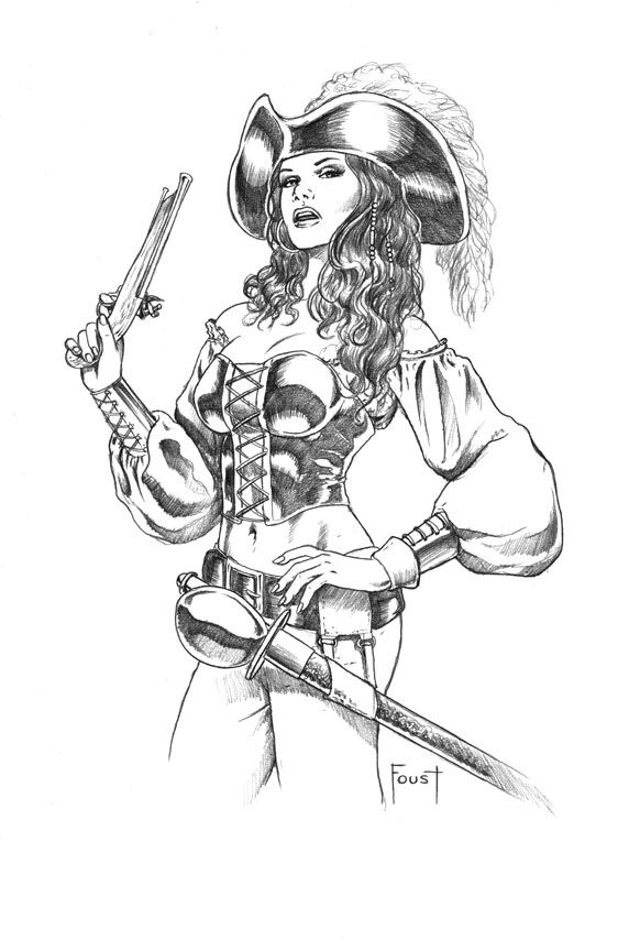 Pirate Woman - Pirate Girl Drawing. 