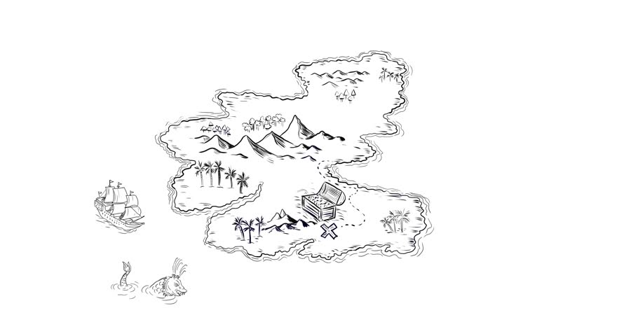 910x480 Animation Showing Drawing Sketch Stock Footage Video - Pirate Map Drawing