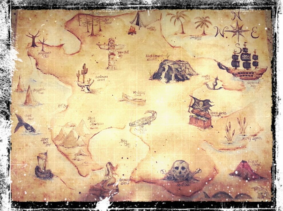 989x739 diy childrens drawing board - Pirate Map Drawing
