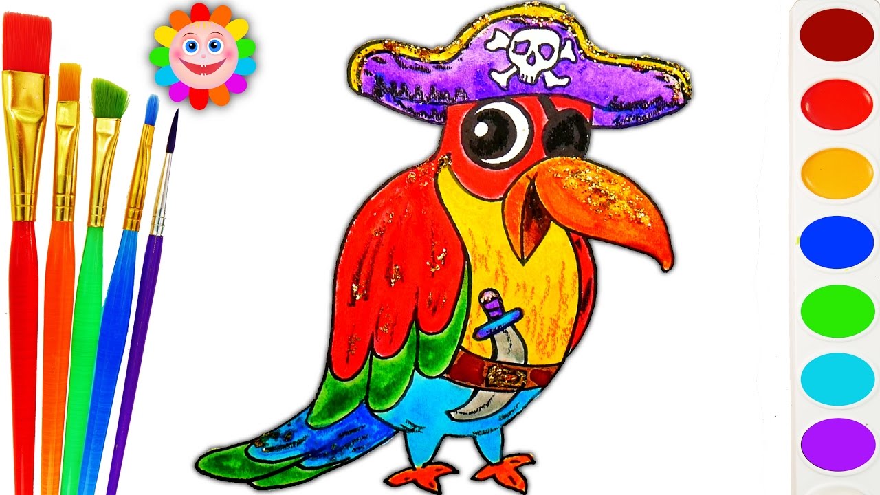 1280x720 How To Draw Cartoon Parrot Pirate - Pirate Parrot Drawing