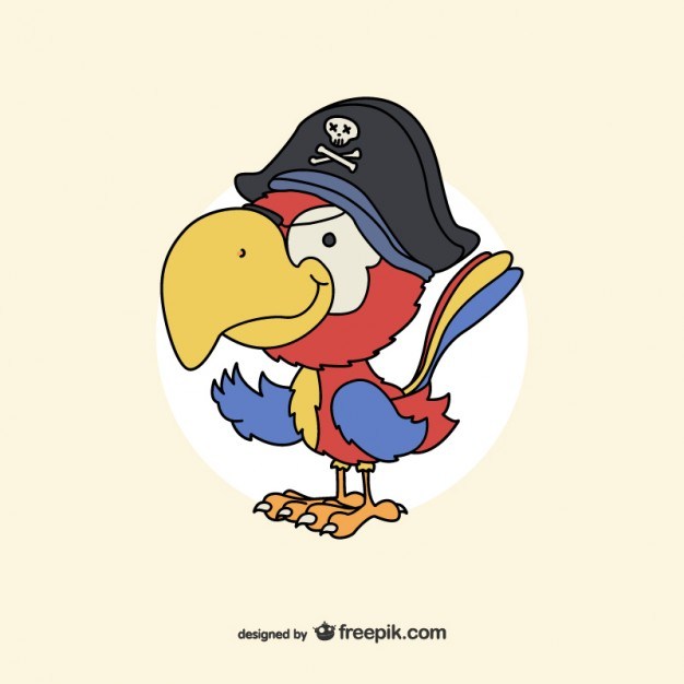 626x626 Pirate Parrot Drawing Free Vector - Pirate Parrot Drawing