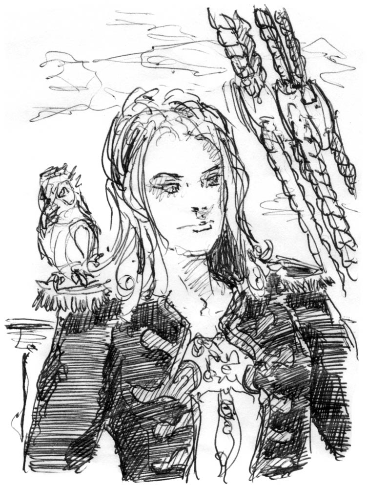 754x1000 sketchy drawings pirate woman with parrot - Pirate Parrot Drawing