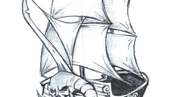 570x320 how to draw a pirate ship also how to draw cartoon pirates step - Pirate Ship Drawing