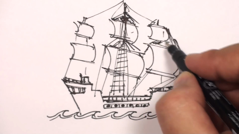 800x450 How To Draw A Pirate Ship - Pirate Ship Drawing