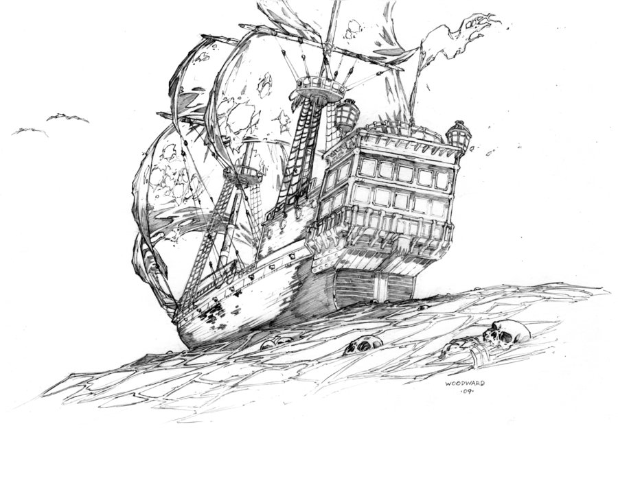 900x707 Ship Drawing Traditional For Free Download - Pirate Ship Drawing
