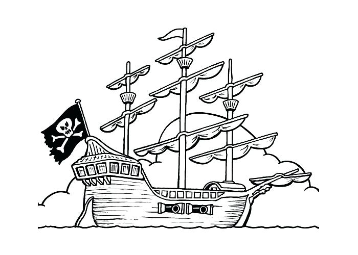700x500 Pirate Ship Coloring - Pirate Ship Drawing